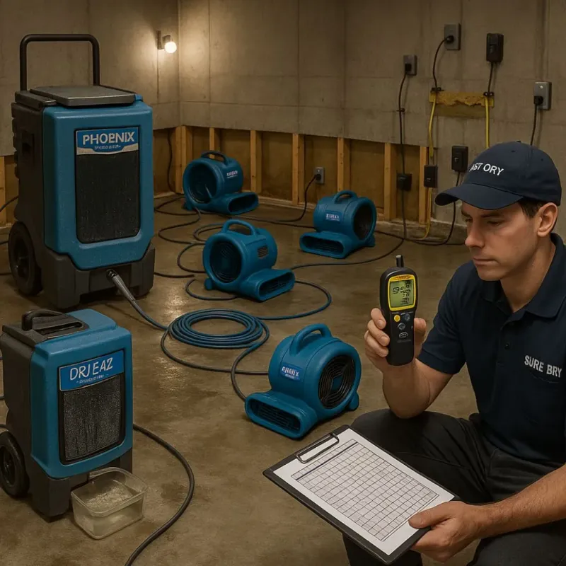 Structural Drying and Dehumidification process in Icard, NC